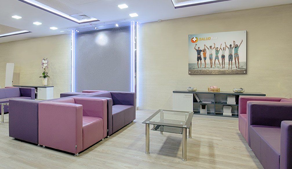 Framed abstract art print in a medical office. Patient area décor for doctor and dentist offices.