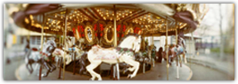 Carousel Horses in Amusement Park, Seattle Center, Queen Anne Hill, Seattle, Washington State, USA Photographie par Panoramic Images sur AllPosters.fr